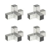 Ordellia Lot de 4 connecteurs de poteau en forme de X en métal galvanisé à chaud pour poteaux en bois de 71 x 71 mm, coins de poteau pour stabilisation, pour clôture de jardin