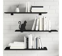 Ordellia Lot de 4 étagères pour bibliothèque, noir, 80 x 30 x 1,5 cm, matériau en bois pour système d'étagère, support mural, rangement modulaire, extensible, peu encombrant