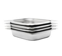 Ordellia Lot de 4 récipients gastronorm GN 1/2 65 mm en acier inoxydable empilables 325 x 265 x 65 mm 4 l pour récipient insert plateau repas buffet restauration cuisine