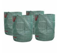 Ordellia Lot de 4 sacs poubelle de jardin, verts, en polypropylène, 66 x 66 x 83,5 cm, pliables, indéchirables, réutilisables, avec poignées de transport pour jardin, terrasse, maison et tri des