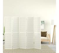 Ordellia Lot de 5 paravents pliables de style Shoji japonais en bois de sapin massif - Paravent brise-vue avec papier de riz translucide - 200 x 170 cm - Pour salon, bureau