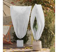 Ordellia Lot de 5 protections d'hiver pour plantes - Blanc - 1,55 x 1,55 m - Tissu non tissé réutilisable avec fermeture éclair et cordon de serrage - Pour jardin, balcon, terrasse et serre