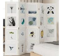 Ordellia Lot de 5 séparateurs de pièce blancs en bois massif de paulownia, pliable, autonome, opaque, pliable comme paravent, séparateur de vue, mur de séparation pour salon, chambre à coucher, bureau