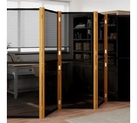 Ordellia Lot de 5 séparateurs de pièce noirs en bois d'acacia massif - 350 x 180 cm - Pliable comme paravent - Paravent - Brise-vue pour l'intérieur et l'extérieur - Pour l'intimité de la maison