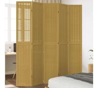 Ordellia Lot de 5 séparateurs de pièce - Paravent - Paravent brise-vue - Paravent pliable - Marron - Bois massif de paulownia et bambou - Autonome - Pliable - Intérieur pour la vie privée