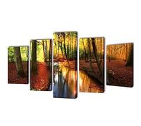 Ordellia Lot de 5 tableaux sur toile avec cadre en bois - 100 x 50 cm - Décoration murale pour salon, chambre à coucher, cuisine, couloir, bureau