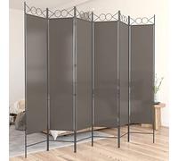 Ordellia Lot de 6 paravents en tissu anthracite - 240 x 220 cm - Pliable comme séparateur de pièce - Paravent brise-vue - Paravent pliable pour salon, chambre à coucher, bureau et intimité