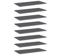 Ordellia Lot de 8 planches d'étagères pour bibliothèque, gris brillant, 80 x 40 x 1,5 cm, matériau en bois, extensible, modulaire, pour système d'étagère, support mural, espace de rangement pour