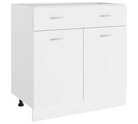 Ordellia Lyon Armoire à tiroirs en bois blanc 80 x 46 x 81,5 cm avec espace de rangement tiroir et étagère autoportante pour cuisine, salle à manger et garde-manger