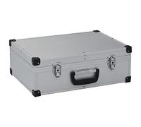 Ordellia Mallette à outils en aluminium argenté 46 x 33 x 16 cm avec 6 compartiments et 17 poches, verrouillable avec 2 clés, poignée pour atelier, garage, réparation et rangement d'outils
