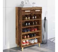 Ordellia Meuble à Chaussures en Bois Ancien avec tiroir 60 x 35 x 105 cm pour Couloir Chambre Rangement Compact Support Organiseur avec Compartiments modulables et tiroirs