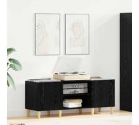 Ordellia Meuble à vinyles Chêne Noir en Bois d ingénierie 121 x 38 x 48 cm avec 2 étagères pour Armoire Rangement Salon bibliothèque Musicale