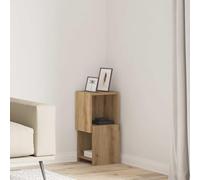 Ordellia Meuble d’Angle en Bois d’ingénierie chêne Artisanal, Finition Mate, 25,5 x 25 x 55 cm, 2 étagères, Armoire casier Meuble Rangement Placard, pour Salon entrée Bureau