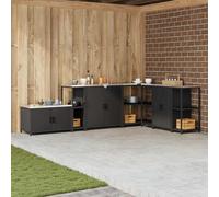 Ordellia Meuble de Rangement Cuisine HATTEM Noir 30 x 50 x 92 cm, Cadre en Acier, étagères en Bois, Armoire Buffet pour vaisselier, cellier et Stockage extérieur