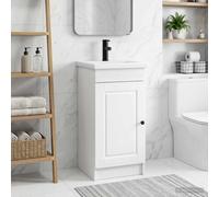 Ordellia Meuble de Salle de Bain Blanc en Bois d’ingénierie avec lavabo et Robinet, 42 x 40 x 84,5 cm, Armoire Rangement Murale à Portes charnières pour Vasque