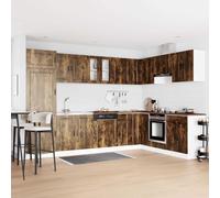 Ordellia Meuble lavabo Salle Bain Porto 2 pcs Marron en Bois d'ingénierie, Armoire Rangement avec 2 Portes affleurantes, Grand Espace sous évier pour Vasque et Cache Siphon intérieur