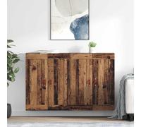 Ordellia Meuble Mural Bois Ancien, Lot de 2, 4 Portes, Bois d’ingénierie 69,5 x 34 x 90 cm, Buffet bahut Enfilade pour Salon Salle à Manger Cuisine, Rangement