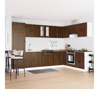 Ordellia Meuble sous évier Porto 2 pcs Marron, Armoire Rangement en Bois d ingénierie 80 x 46 x 81 5 cm, 2 Portes affleurantes pour Salle de Bain Cuisine