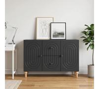 Ordellia Meuble TV Noir en Bois d ingénierie, 89 x 34,5 x 60 cm, 2 tiroirs, 2 Portes à charnières pivotantes 90°, Rangement Salon Salle à Manger, Support TV 60 kg Gain Place