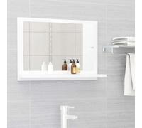 Ordellia Miroir Mural Blanc 60 x 10,5 x 37 cm en Bois d’ingénierie et Acrylique, avec Petite étagère, pour Meuble lavabo Salle Bain, Style Contemporain