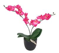 Ordellia Orchidée artificielle avec pot de 30 cm, rouge, plante artificielle, plante décorative, plante d'intérieur, plante en pot, vase décoratif pour rebord de fenêtre, étagère, bureau, salon, sans