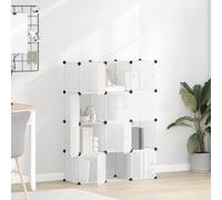 Ordellia Organiseur cube de rangement avec 12 cubes et portes, en plastique PP transparent, cadre en acier, 94 x 31,5 x 123,5 cm, étroit, empilable, peu encombrant, pour couloir, vestiaire, avec