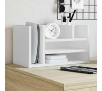 Ordellia Organiseur de bureau blanc en bois - 44,5 x 24 x 25 cm - 6 compartiments pour rangement, organisation, dossier, classeur, corbeille à lettres, bureau et rangement au quotidien