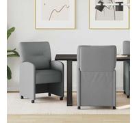 Ordellia Paire de chaises de Salle à Manger avec Roues 2 pcs Gris Clair en Tissu Polyester, Cadre contreplaqué et métal, Dossier Ergonomique pour Cuisine Repas bistrot