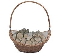 Ordellia Panier à Bois de Chauffage en Osier avec poignée Marron 57x46,5x52 cm Robuste, idéal pour cheminée poêle, Rangement intérieur extérieur, Pratique et décoratif