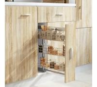 Ordellia Panier de cuisine extensible à 3 niveaux en fil galvanisé argenté 47 x 15,5 x 55,5 cm, 3 paniers suspendus avec rails coulissants pour organiser les placards