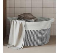 Ordellia Panier de Rangement carré en Coton Gris et Blanc Ø40x25 cm, Corbeille décorative Pliable pour Linge, Jouets, Livres ou Accessoires, idéal pour Chambre, Salon ou Salle de Bain