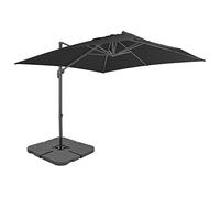 Ordellia Parasol de Jardin Anthracite avec Base Portable, Cadre Aluminium Robuste, Toile résistante UV, manivelle Facile, 3x3 m, Base croisée Acier Amovible