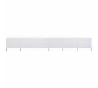 Ordellia Paravent 6 Panneaux en Tissu Non-tissé Blanc Sable 800 x 120 cm avec 7 poteaux en Bois pour Protection extérieur Jardin terrasse Balcon Contre Vent Soleil