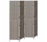 Ordellia Paravent en rotin synthétique gris - 195 x 180 cm - Pliable - Autonome - Opaque - Comme cloison de séparation et brise-vue - Pour salon, chambre à coucher, bureau, bureau à domicile