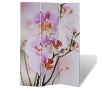 Ordellia Paravent pliable - 120 x 170 cm - Fleur double face - Autoportant - Paravent brise-vue - Paravent en bois de sapin pour salon, chambre à coucher, bureau et vestiaire