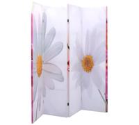 Ordellia Paravent pliable autoportant, 200 x 170 cm, motif fleur, brise-vue en PVC avec cadre en bois de sapin massif, imprimé double face, pour salon, chambre à coucher, bureau et bureau à domicile
