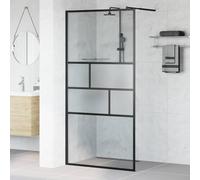 Ordellia Paroi de douche Walk-in noire en verre et aluminium, 100 x 195 x 0,5 cm, paroi en verre satiné avec partie supérieure et inférieure transparentes, sans barrière pour douche moderne et
