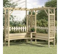 Ordellia Pergola d'angle avec Banc en Bois de pin imprégné Vert pour Jardin terrasse extérieur, Support pour Plantes grimpantes, Passage ou entrée avec Table intégrée