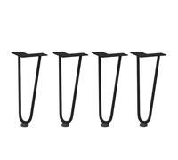 Ordellia Pieds en épingle à Cheveux pour Table Basse 4 pièces en Acier Massif Noir de 30 cm Support réglable, Patin antidérapant, Fixation Facile pour Meuble Salon Bureau Bricolage