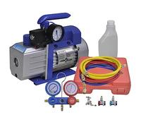 Ordellia Pompe à vide monophasée avec distributeur à 2 voies, kit manomètre, 220 V, 250 W, 71 L min, boîtier en aluminium, 3 tuyaux, raccord rapide, pour climatiseur R134a R22 R12 R502 Accessoires
