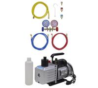 Ordellia Pompe à Vide Professionnelle avec Ensemble de manomètres à 2 Voies pour climatisation véhicule, réfrigération Domestique et Commerciale, kit Complet avec tuyaux