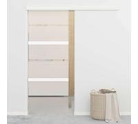 Ordellia Porte coulissante en verre trempé et aluminium - 76 x 212 cm - Argenté - Porte de chambre peu encombrante avec rail coulissant, marche silencieuse et butée de porte pour rénovation