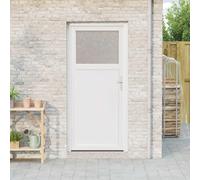 Ordellia Porte d'entrée latérale blanc 98x198 cm PVC avec serrure multipoint, vitrage thermique, poignée inox, façade maison ou appartement, installation simple pour sécurité et isolation