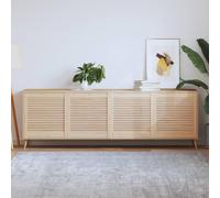 Ordellia Portes d'armoire à persiennes 4 pcs en bois de pin massif dimensions 61,5x59,4 cm pour meubles de cuisine, dressing, rangement avec cadre robuste et ventilation naturelle