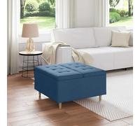 Ordellia Pouf de Rangement avec Coussin Bleu 80 x 80 x 45 cm Tissu Robuste Design capitonné pour Salon Chambre ou entrée Meuble Multifonctionnel Pratique