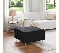 Ordellia Pouf de Rangement avec Coussin Noir 80 x 80 x 45 cm en Tissu Solide Design capitonné pour Salon, Chambre ou entrée, Support Robuste et Rangement Pratique