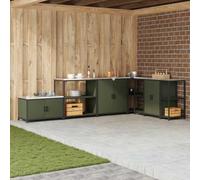 Ordellia Rangement de Cuisine HATTEM en Acier Vert Olive 90 x 50 x 92 cm Meuble Armoire Buffet vaisselier étagère pour Cuisine, Salle à Manger, cellier, Rangement des ustensiles