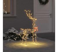 Ordellia Renne 3D avec 140 LED blanc chaud, décoration de Noël en rotin pour salon, 70 x 41 x 128 cm, alimentation USB, résistant aux intempéries, avec arc rouge, pour décoration festive