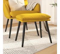 Ordellia Repose-pieds, jaune moutarde, en tissu et métal, rembourré, repose-pieds, ottoman, pour salon, chambre à coucher, couloir, coiffeuse, canapé, peu encombrant, 45 x 29,5 x 35 cm