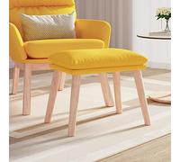 Ordellia Repose-pieds rembourré, jaune moutarde, 45 x 29,5 x 35 cm, tissu avec mousse, pieds en bois d'hévéa, comme repose-pieds et cube pour salon, chambre à coucher, couloir
